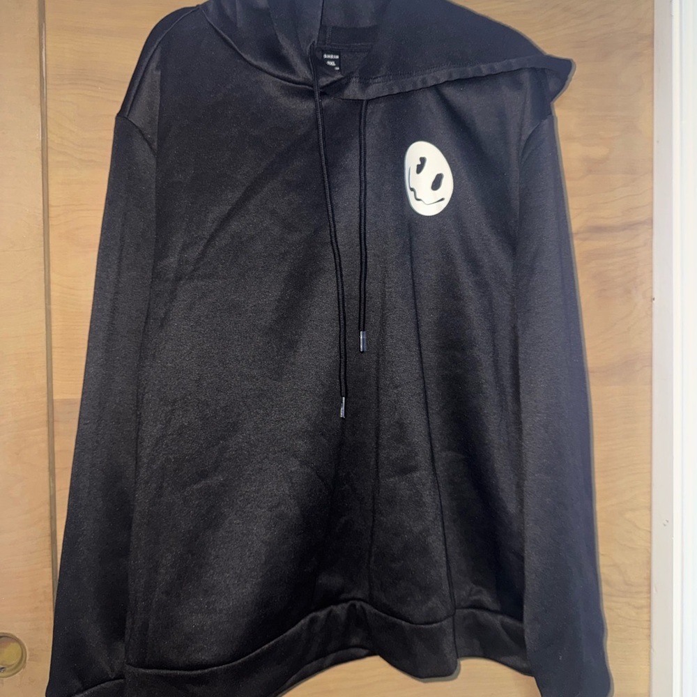 SHEIN Black Hoodie with Smiley Face